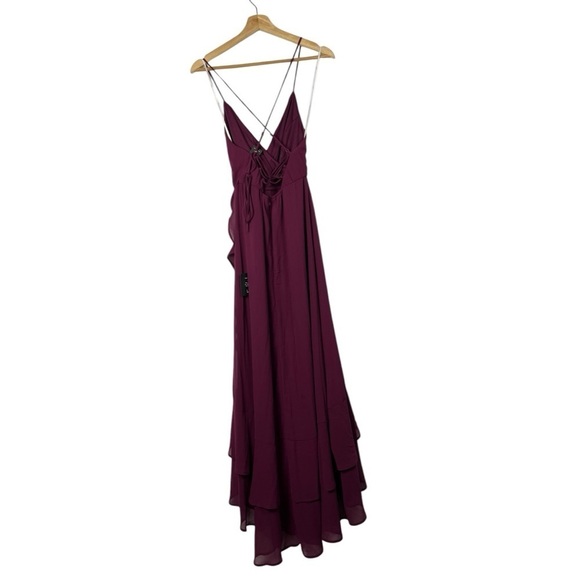 Lulu's Plum Purple In Love Forever Lace Up Back Chiffon Formal Maxi Gown S - Picture 3 of 7